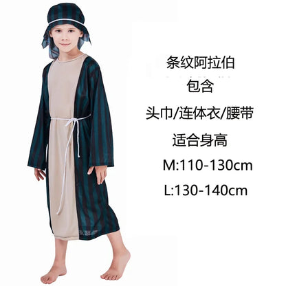 Kids Arab Arabian Costume Middle East Costume Robe Boy Child Prince Clothes Halloween Carnival Cosplay Children Muslim Costumes