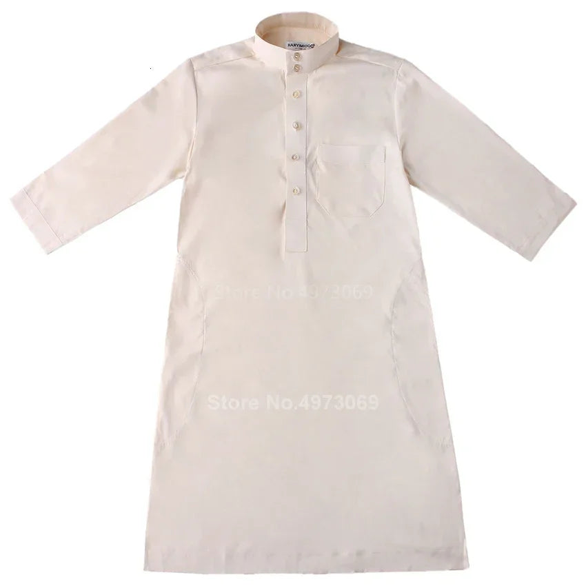 Muslim Robe Teenager Kids Saudi Arabia Pakistan Boy Middle East Full Sleeve Jubba Islamic Clothing Men Party Thobe Kaf M13