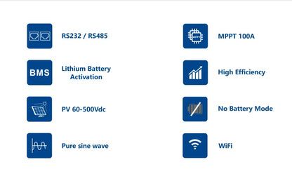 6.2KW 4KW 48V 24V Hybrid Solar Inverter MPPT Pure Sine Wave On/Off Grid Inversor 230V Built-in 120A 100A Solar Charger PV 500V