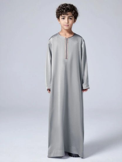 New 2025 Islamic Muslim Kids Clothing Long Sleeve Loose Jubba Thobe Saudi Arab Kaftan Maxi Robe Boys Pakistan Dubai Caftan Dress