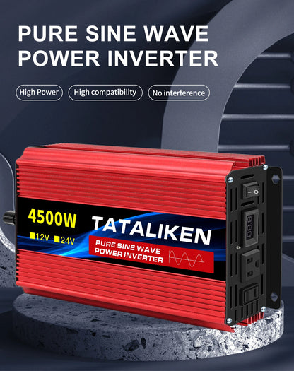 1600w-4500W 12V/24V to AC 110V 60Hz Pure Sine Wave Inverter Car Power Tranfermer  Voltage Portable  Converter with LED Display