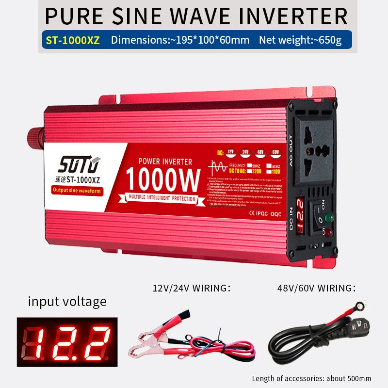 pure sine wave inverter 12V to 220V 1600W 2200W 3000W 4000W DC to AC voltage converter 12 220 mini-car power supply