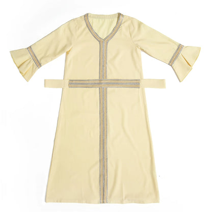 Kids Muslim Girls Abaya Prayer Long Maxi Dress Turkey Kaftan Arab Robe Dubai Islam Morocco Eid Party Ramadan Holiday Gown Caftan