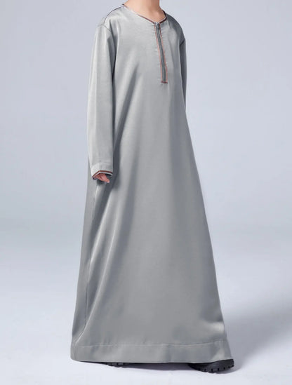 New 2025 Islamic Muslim Kids Clothing Long Sleeve Loose Jubba Thobe Saudi Arab Kaftan Maxi Robe Boys Pakistan Dubai Caftan Dress