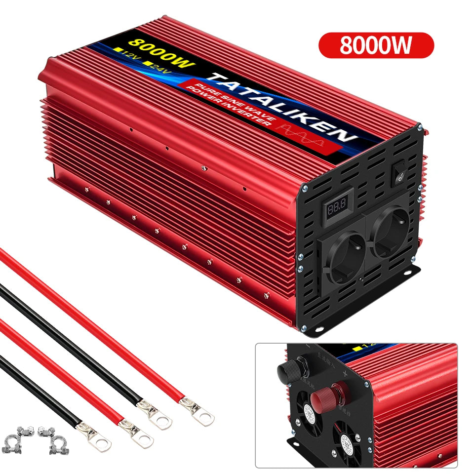 1600W/2200W/3000W/4000W  Pure Sine Wave Inverter DC 12V/24V to AC 220V 50hz Power Inverter Charger Converter Adapter EU Socket