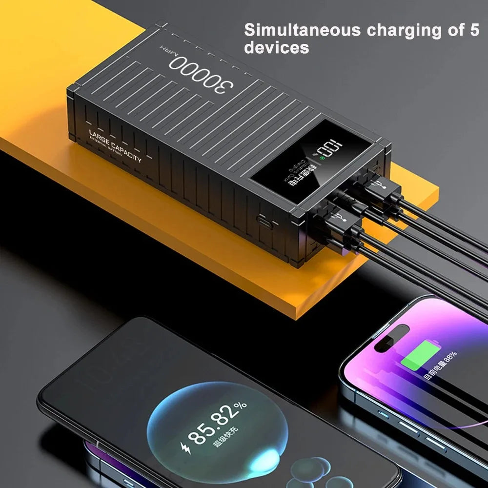 30000mAh Power Bank PD 20W Fast Charging Portable Outdoor Power Station Multifunctional USB Charger For Camping Home Outdoors