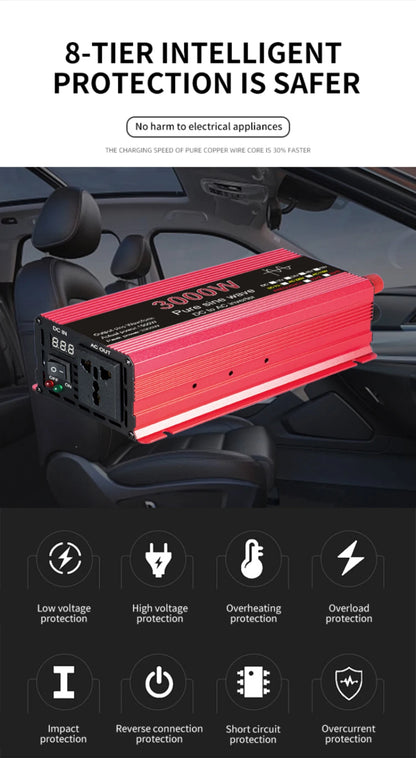 Pure Sine Wave Inverter DC 12V/24V To AC 110V/220V 1000W 1600W 2000W 2200W Portable Power Bank Converter Solar Inverter
