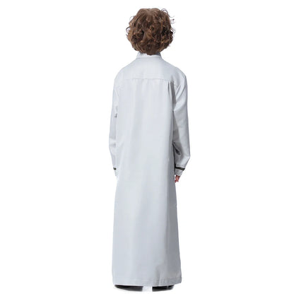 Muslim Arab Jubba Boys Robe Kids Abayas Kaftan Islamic Clothing Long Sleeve Thobe Middle East Teenage Clothing Ramadan Dress Eid