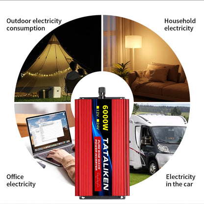Pure Sine Wave Inverter 1000W-4000W DC 12V/24V to AC 220V 50hz Power Inverter Charger  Adapter Universal Socket