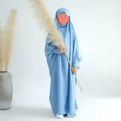 Mom Daughter Hijab Abaya Muslim Women Girl Prayer Garment Eid Ramadan Islam Clothing Khimar Kaftan Turkey Robe Burqa Hooded Gown
