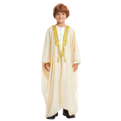 Eid Muslim Men Boy Kids Jubba Thobe Kimono Abaya Dress Islamic Ramadan Robe Saudi Arabic Musulman Caftan Dubai Djellaba Kebaya