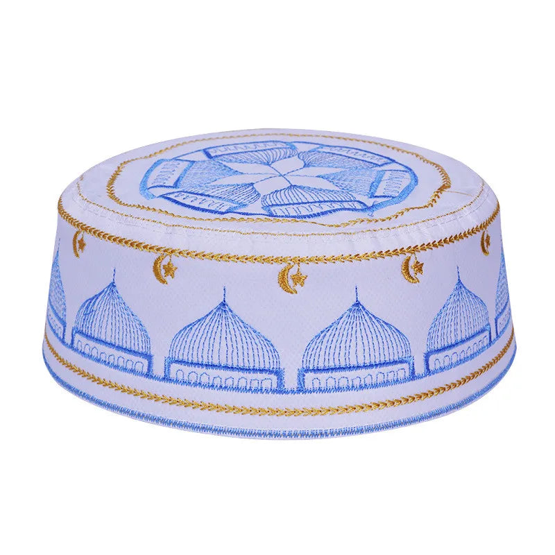 Saudi High-Quality Arabia Style Islamic Round Cap Embroidery Hat Muslim Men Headwear Abaya Prayer Caps Headscarf Clothing Turban
