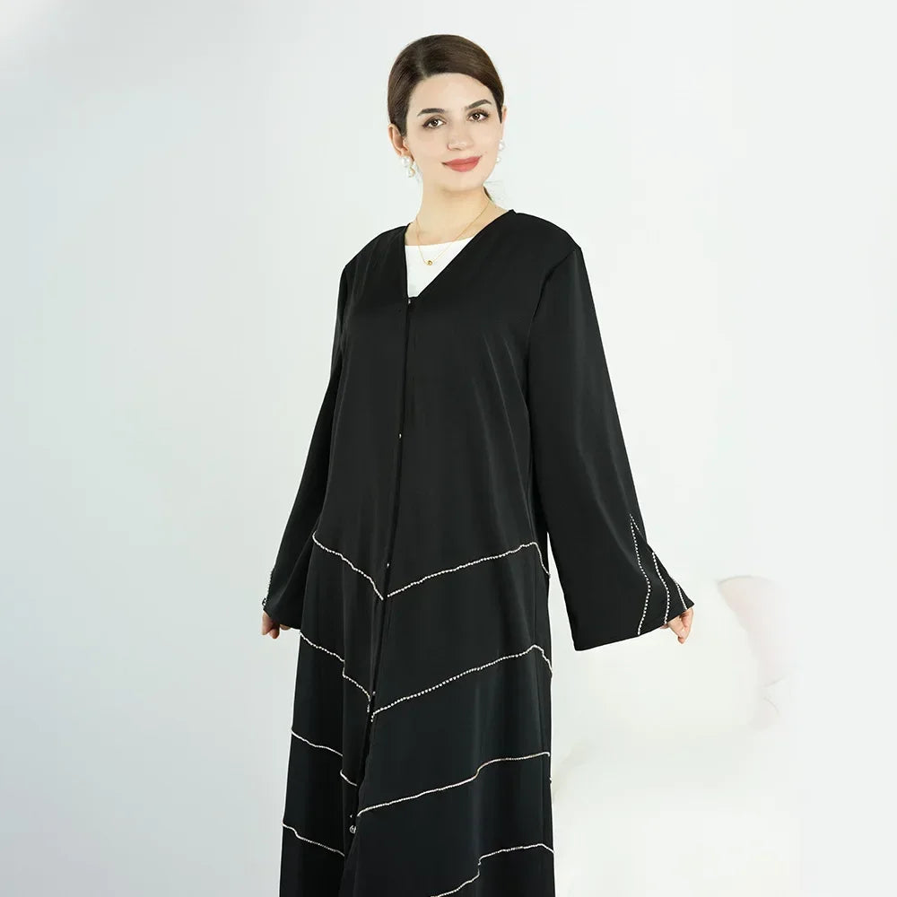 Hand made diamond beading Ramadan Eid Muslim dress long abayas robe fancy maxi French stylish modest Islamic wy1368 G1665