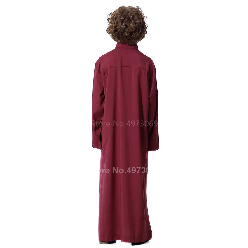 Muslim Robe Teenager Kids Saudi Arabia Pakistan Boy Thobe Middle East Full Sleeve Jubba Islamic Clothing Men Party Thobe Kaftan