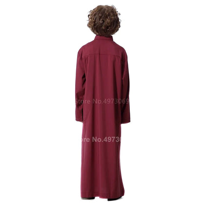 Muslim Robe Teenager Kids Saudi Arabia Pakistan Boy Thobe Middle East Full Sleeve Jubba Islamic Clothing Men Party Thobe Kaftan