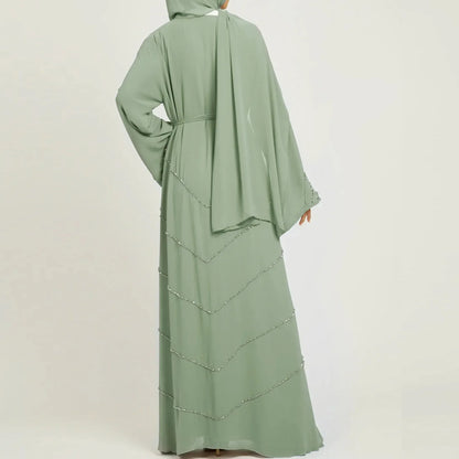 Hand made diamond beading Ramadan Eid Muslim dress long abayas robe fancy maxi French stylish modest Islamic wy1368 G1665