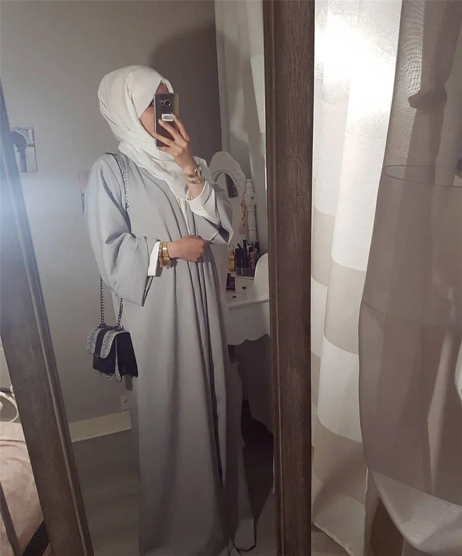A Islamic clothing for women abaya Muslim fashion kaftan dress long sleeve cardigan solid Arab Dubai Turkish Islam dresses