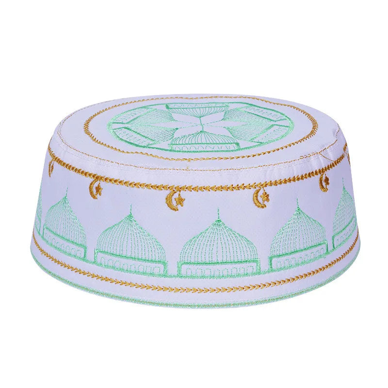 Saudi High-Quality Arabia Style Islamic Round Cap Embroidery Hat Muslim Men Headwear Abaya Prayer Caps Headscarf Clothing Turban