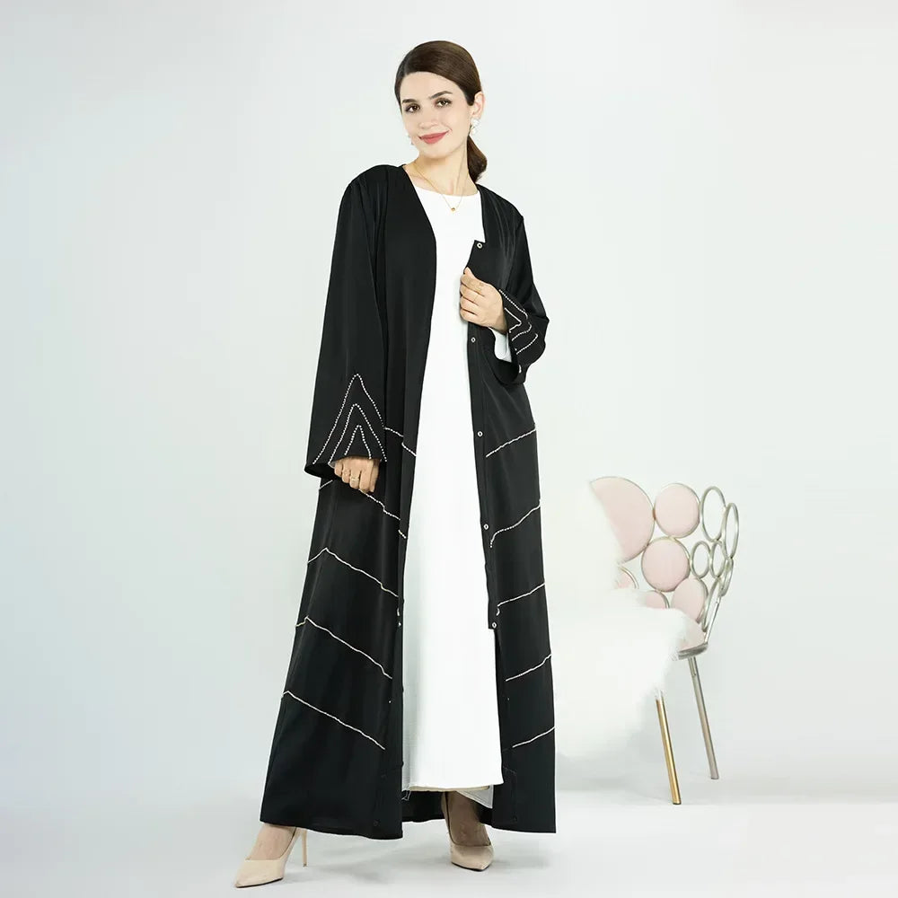 Hand made diamond beading Ramadan Eid Muslim dress long abayas robe fancy maxi French stylish modest Islamic wy1368 G1665