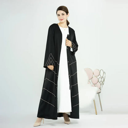 Hand made diamond beading Ramadan Eid Muslim dress long abayas robe fancy maxi French stylish modest Islamic wy1368 G1665