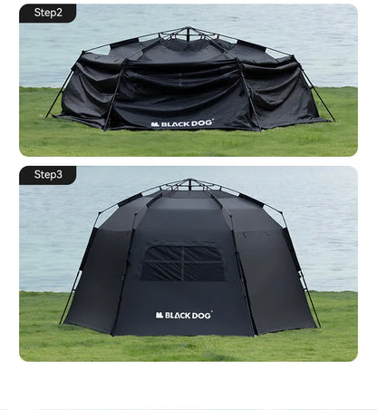 Naturehike-Blackdog Outdoor Hexagonal Fully Automatic Quick Opening Camping Tent Portable Folding Black Glue Sunscreen Tent