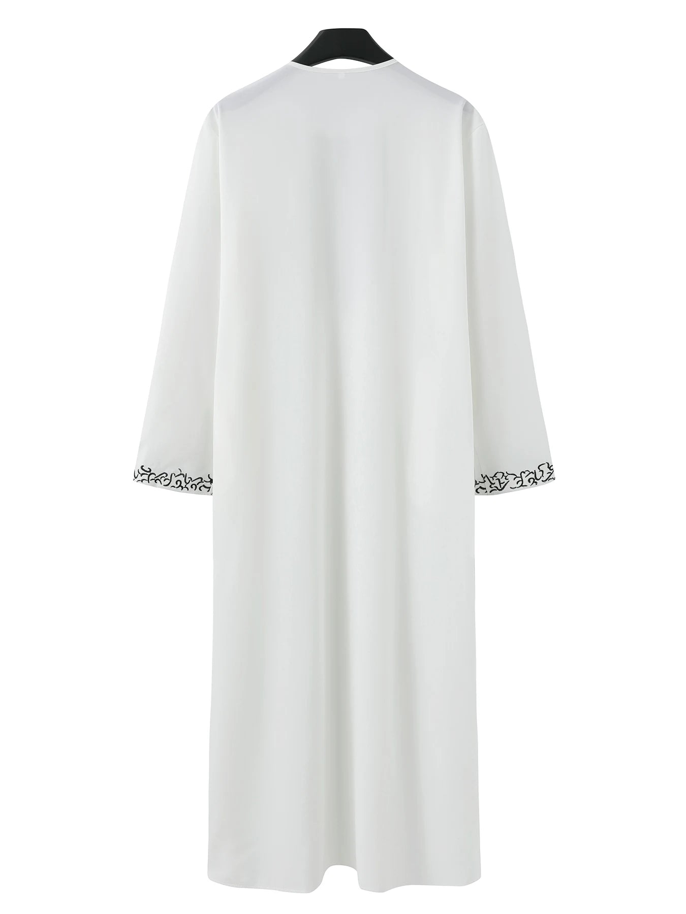2024 New Men's Luxury White Muslim Moroccan Style Abaya Classic Embroidered Long Sleeve Formal Wear Islamic Arabic Thobe