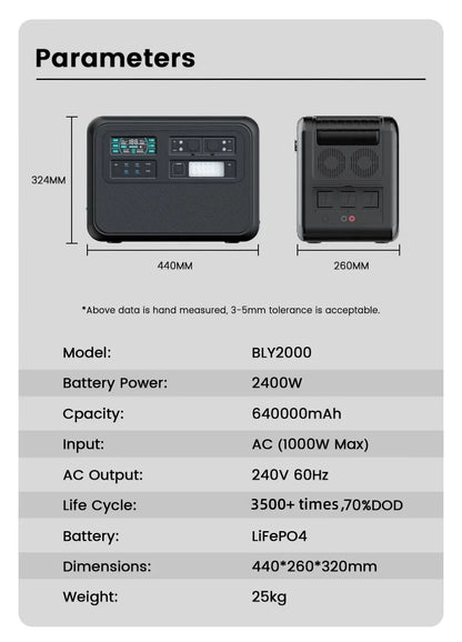 2400W 2000Wh Portable Power Station LiFePO4 battery UPS for power outages Pure Sine Wave 220 230V 50Hz Зарядна станція