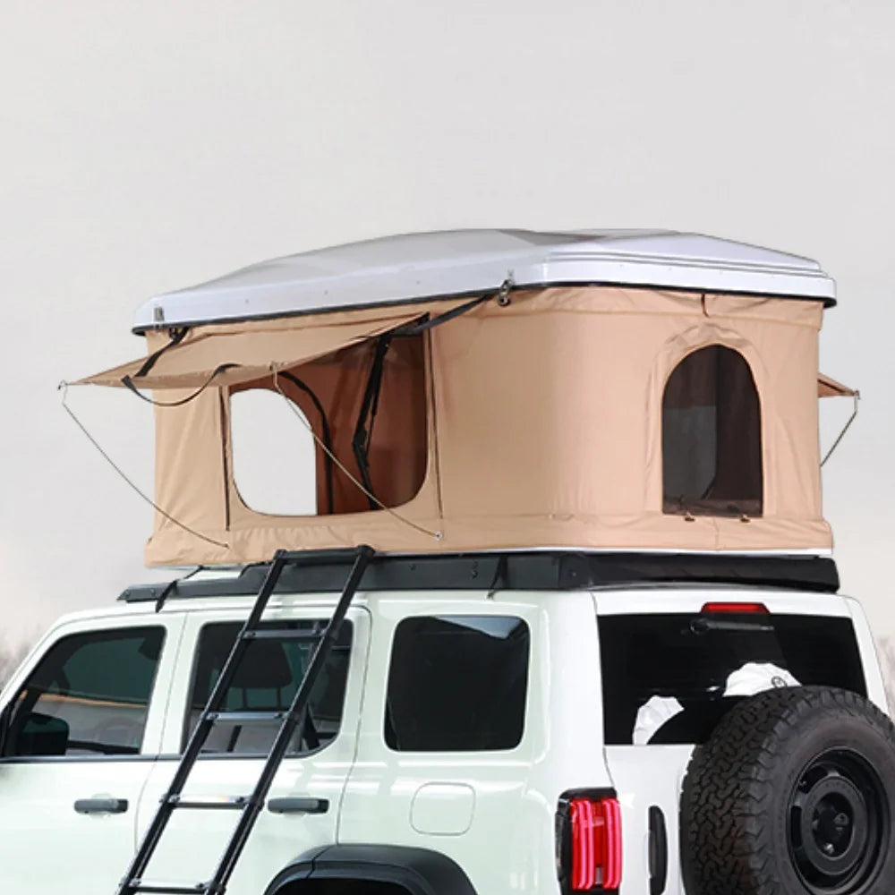 New Upgrade Automatic Rooftop Tent Durable 4-Sided Window With Sturdy Aluminium Roof Top Pop-Up Triangle Hard Shell For Camping