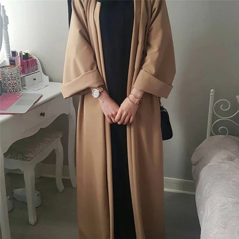 A Islamic clothing for women abaya Muslim fashion kaftan dress long sleeve cardigan solid Arab Dubai Turkish Islam dresses
