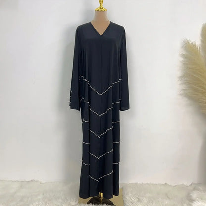 Hand made diamond beading Ramadan Eid Muslim dress long abayas robe fancy maxi French stylish modest Islamic wy1368 G1665