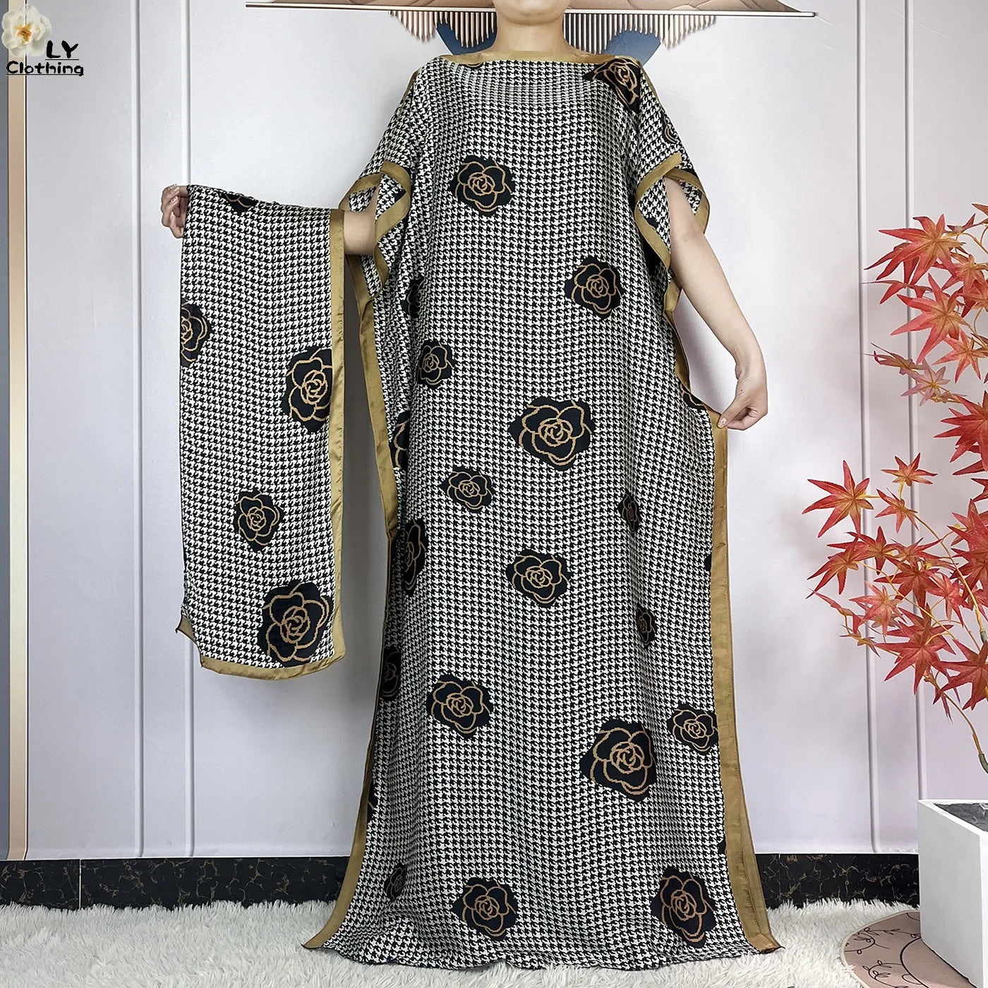 Muslim Abayas For Women 2023 New Fashion Printed Silk Soft Loose Femme Elegant Robe African Maxi Party Dresses With Belt Turban