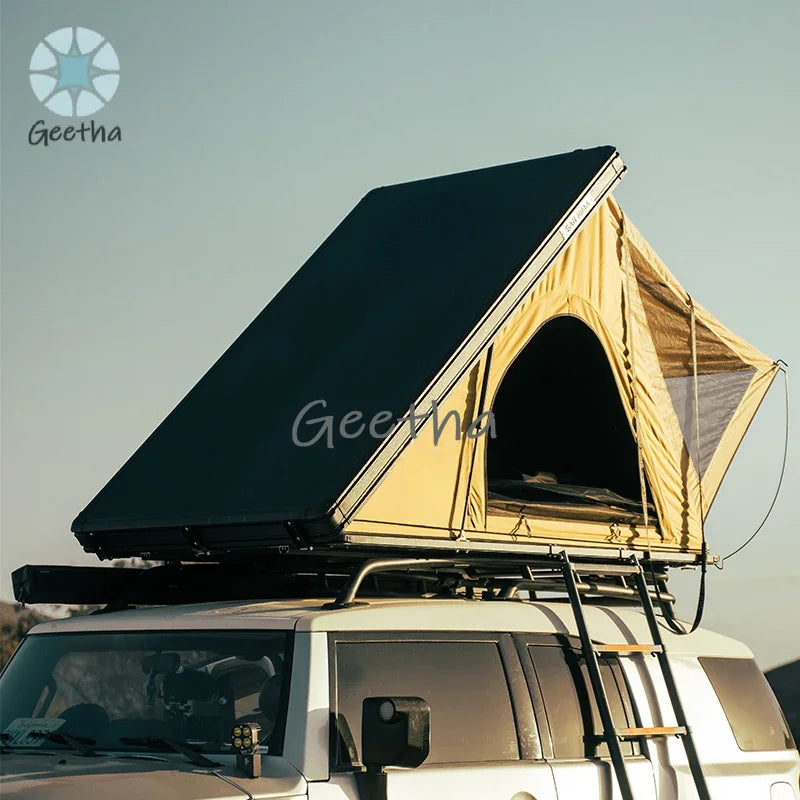 For SAN HIMA Waterproof Slimline Aluminum Pop-Up Roof Tent Car Rooftop Tent Hardshell In-built Led Light Bar For 4x4 4WD Camping