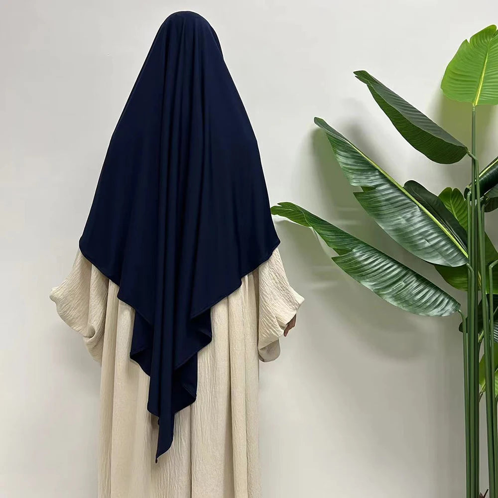 Premium Jersey Khimar Stretchy Breathable High Quality One Layer EID Ramadan Muslim Women Islamic Diamond Shape Prayer Hijab