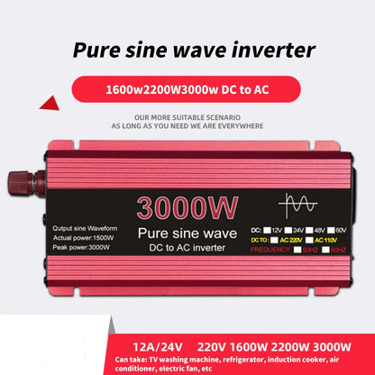 Pure Sine Wave Inverter DC 12V/24V To AC 110V/220V 1000W 1600W 2000W 2200W Portable Power Bank Converter Solar Inverter