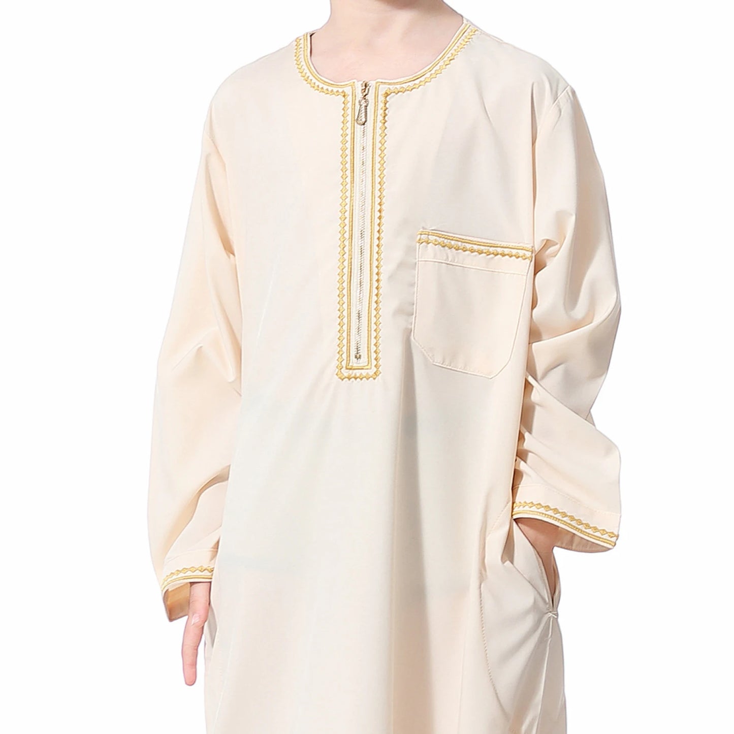 Muslim Saudi Arab Boys Robe Dishdasha Kids Abaya Kaftan Prayer Islam Clothing Long Sleeve Thobe Middle East Teenage Dress Dubai