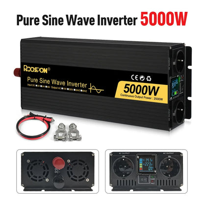 RDDSPON  Pure Sine Wave Inverters 4000W 5000W 6000W  Double EU SocketDC 12V 24V 48V to AC 110V 220V,50Hz,60Hz  Voltage Converter