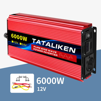 pure sine wave power inverter 12V to 220V 50HZ 2500W 3500W 4500W 5000W 6000W DC to AC voltage converter  power supply EU Socket