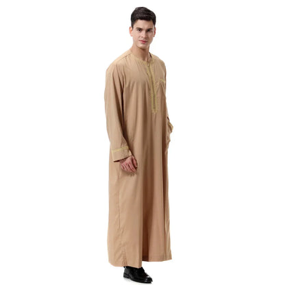 Muslim islamic Clothing Men Jubba Thobe print zipper Kimono Long Robe Saudi Musulman Wear abaya caftan Islam Dubai Arab Dressing
