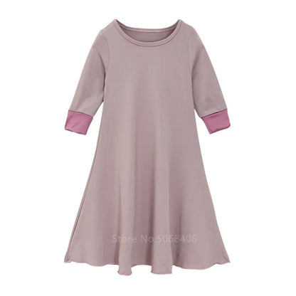 Muslim traditional clothing Islamic robe kids baby girls richer Saudi Arab Dubai solid abaya kaftan with ruffle bow hijab dress