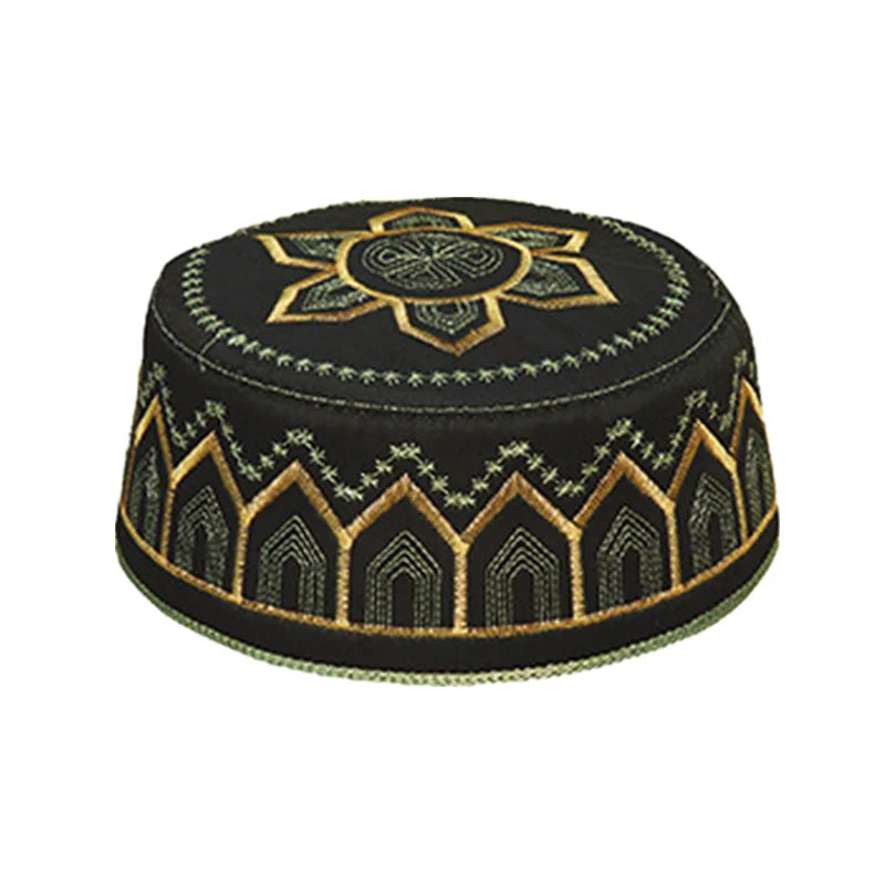 Saudi High-Quality Arabia Style Islamic Round Cap Embroidery Hat Muslim Men Headwear Abaya Prayer Caps Headscarf Clothing Turban