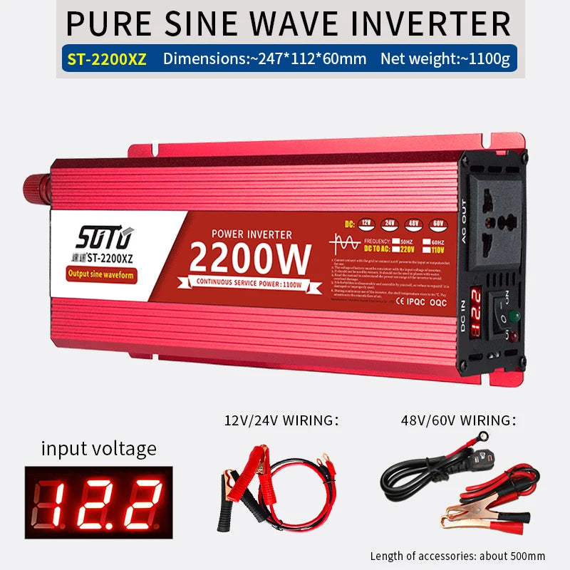 pure sine wave inverter 12V to 220V 1600W 2200W 3000W 4000W DC to AC voltage converter 12 220 mini-car power supply