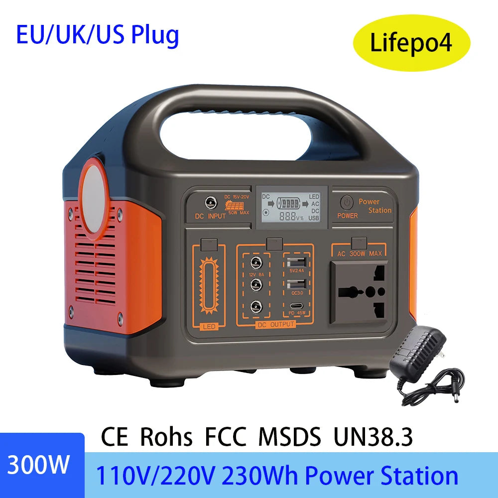 300W 71800mAh Portable Power Station 230WH Mobile Power Supply Solar Generator 220V/110V Charging Station Power Bank Camping