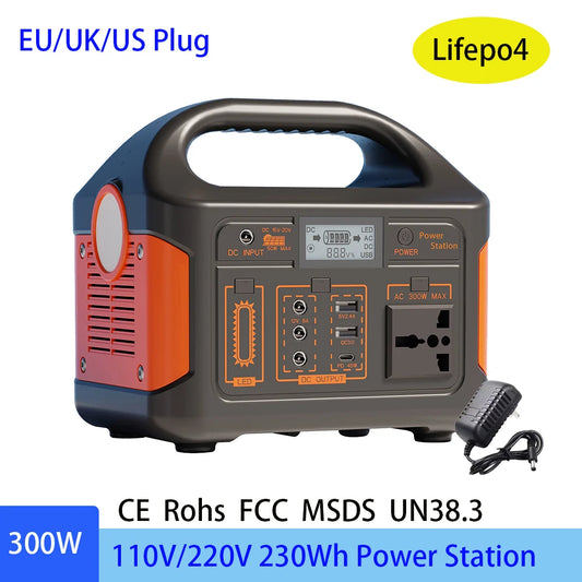 300W 71800mAh Portable Power Station 230WH Mobile Power Supply Solar Generator 220V/110V Charging Station Power Bank Camping