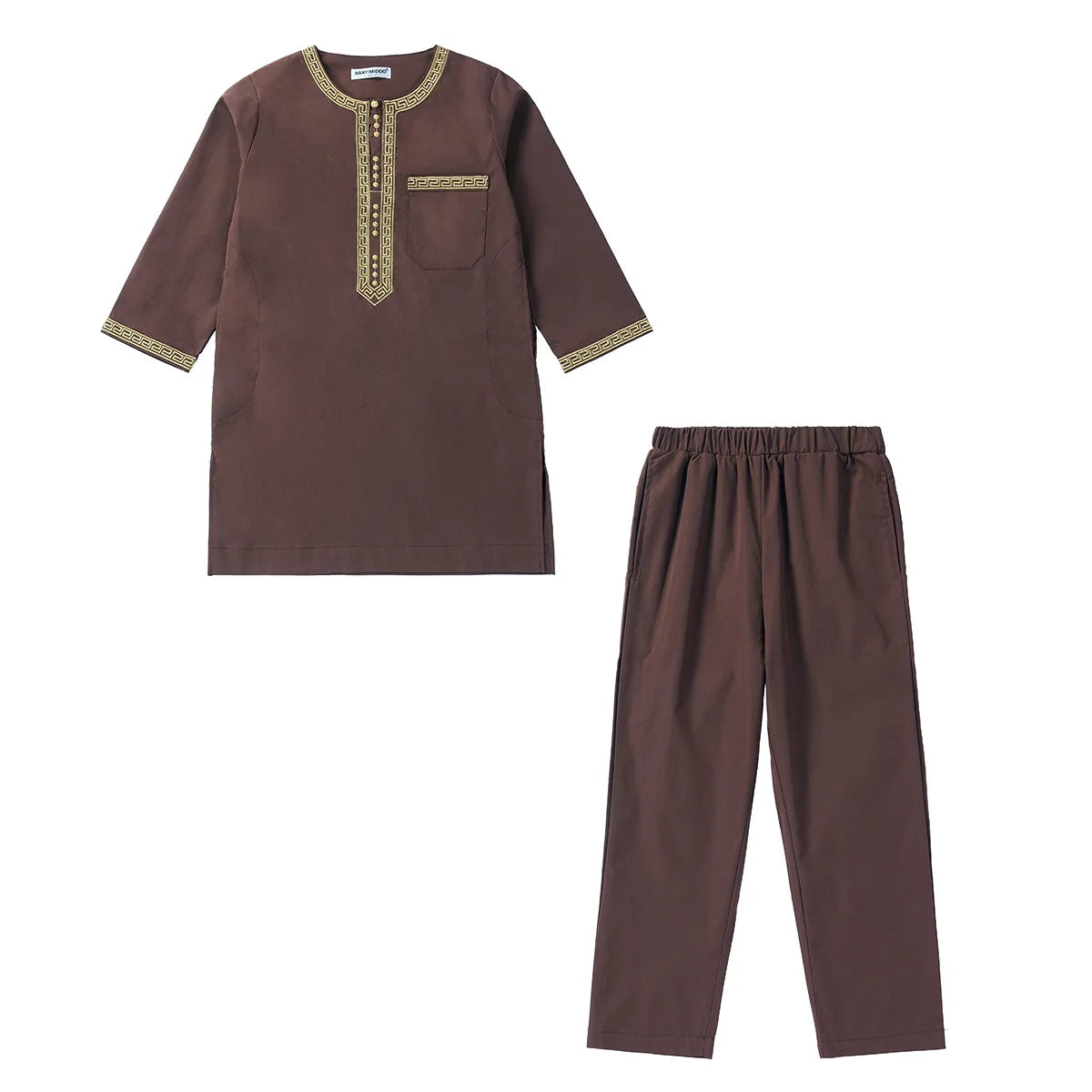 2025 Muslim Kids Jubba Thobe Arab Boy Thobe Children Abaya Ramadan Dress Pant Set 2 Piece Caftan Robe Kaftan Musulman Ensembles