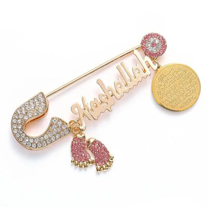 Exquisite Shiny Zircon Islamic Muslim Allah Brooch Arabian Religious Evil Eye Brooch Men Women Popular Clothing Matching Gifts