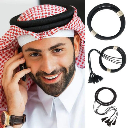 1Pcs Islamic Clothing Headwear Rope Muslim Man Saudi Arabic Dubai Headrope Desert Accessories Black Egal Shemagh Shawl