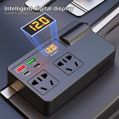 220W Power Inverter Car Mounted Solar Inverter USB Voltage Transformer Portable DC 12V To AC 220V Conversion USB Battery Clip