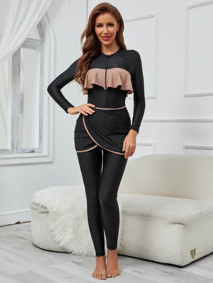 3 Pieces Women Muslim Swimwear Modest Hijab Long Sleeves Sport Swimsuit Islamic Burkini Beach Wear Dress Bathing Suit 2025 Mujer
