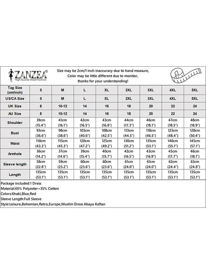ZANZEA Autumn Sundress Women Vintage Long Sleeve Islamic Clothing Dubai Vestido Fashion Striped Muslim Abaya Dress Robe Femme