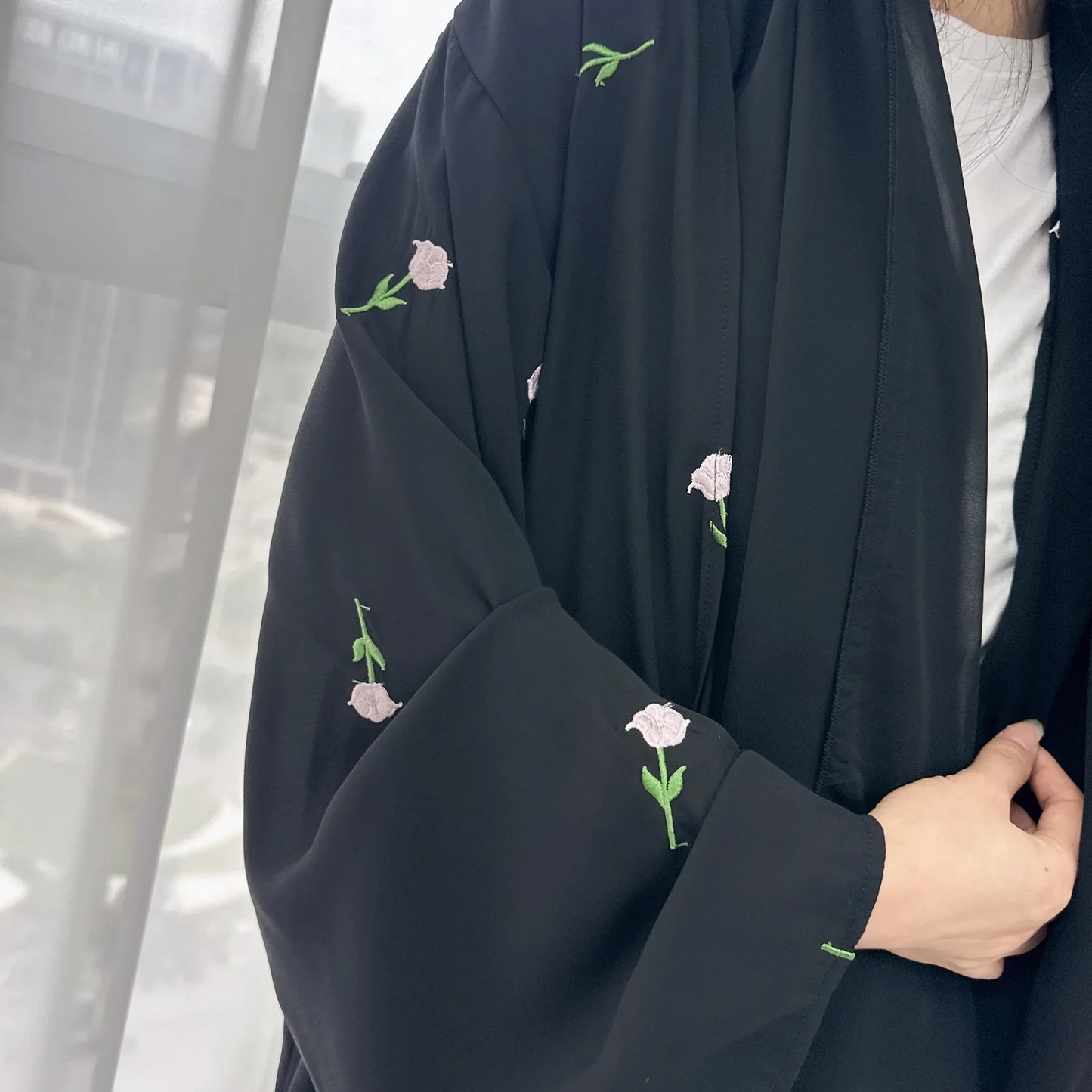 Flower Open Abaya Kimono Embroidery Muslim Abayas for Women Dubai Luxury Turkey Kaftan Hijab Robe Ramadan Eid Islamic Clothing